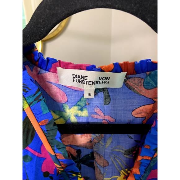 Diane Von Furstenberg DVF Devon Midi Dress Royal Blue size 16 - Picture 4 of 6